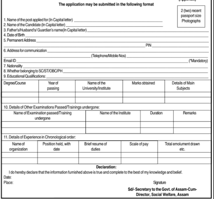 certificate assam caste online apply recruitment Assam for of 2018 Directorate Welfare, Social