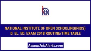 NIOS D. El. Ed. Exam 2018 RoutineDatesheetTime Table