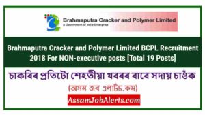 Brahmaputra Cracker and Polymer Limited BCPL Recruitment 2018 For NON-executive posts [Total 19 Posts]