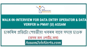 WALK-IN-INTERVIEW for DATA ENTRY OPERATOR & DATA VERIFER in PMAY (U) ASSAM