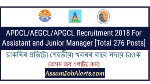 APDCL/AEGCL/APGCL Recruitment 2018 For Assistant and Junior Manager