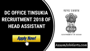 DC OFFICE TINSUKIA RECRUITMENT 2018 OF HEAD ASSISTANT