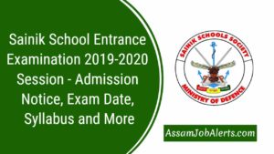 Sainik School Entrance Examination 2019-2020 Session - Admission Notice