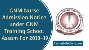 GNM Nurse Admission Notice under GNM Training School Assam For 2018-19