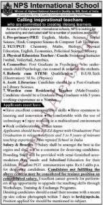 NPS International School Recruitment 2019