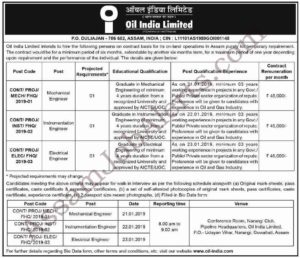Oil India Limited Recruitment 2019