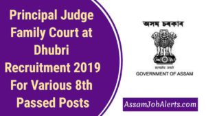 Principal Judge Family Court at Dhubri Recruitment 2019 For Various 8th Passed Posts