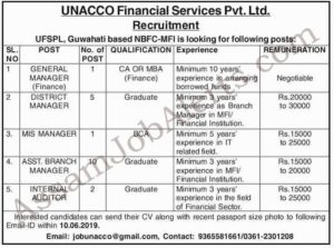 UNACCO Financial Services Recruitment 2019 
