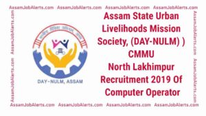 Assam State Urban Livelihoods Mission Society, (DAY-NULM) ) CMMU North Lakhimpur Recruitment 2019 Of Computer Operator