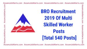 BRO Recruitment 2019 Of Multi Skilled Worker Posts [Total 540 Posts]