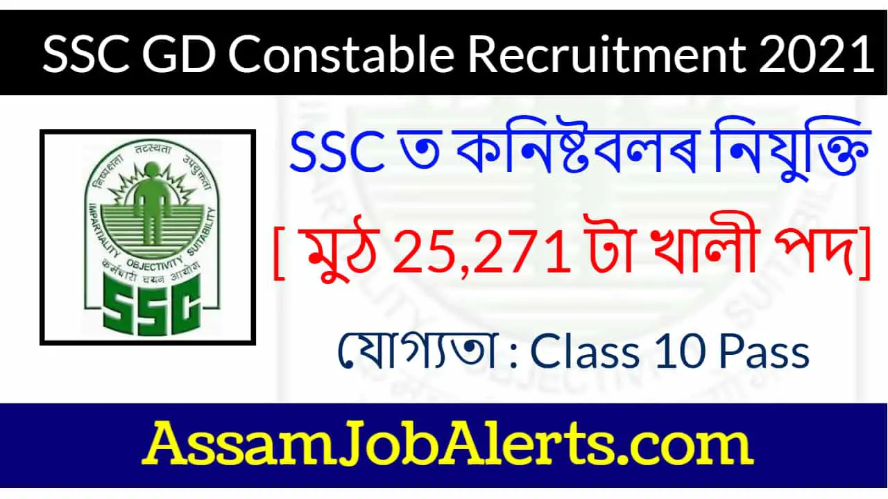 SSC GD Constable Recruitment 2021 - 25271 Constable Vacancy - Assam Job ...