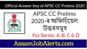 Official Answer Key of APSC CC Prelims 2020