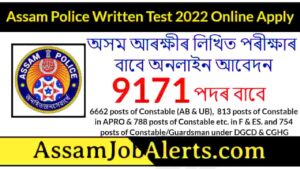 Assam Police Written Test 2022 Online Apply