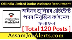 Oil India Limited Junior Assistant Result