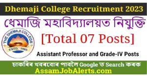 Dhemaji College Recruitment 2023