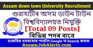 Assam down town University Recruitment 2023