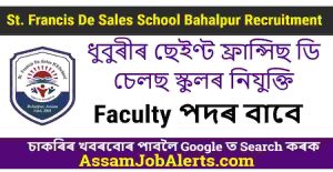 St. Francis De Sales School Bahalpur Recruitment